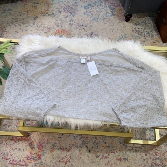 Logo by Lori Goldstein Lace Cover Up Top Chiffon Long sleeves size  XL/1X Rare - Picture 14 of 15